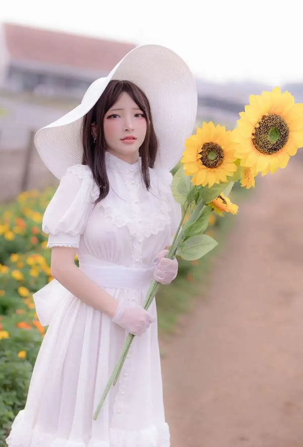 小丁Ding户外向日葵白衣胜雪无圣光图集